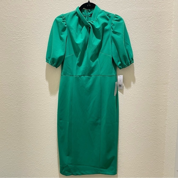 NWT Donna Morgan twist tie dress in bright jade work office business size 8 - Picture 3 of 10